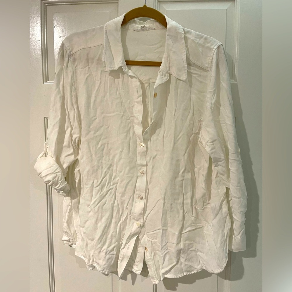 White Jane and Delancey button down summer blouse 1X